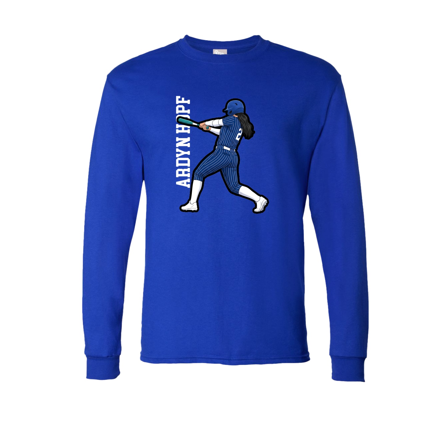 Long Sleeve Tee — Name Vertical in Royal