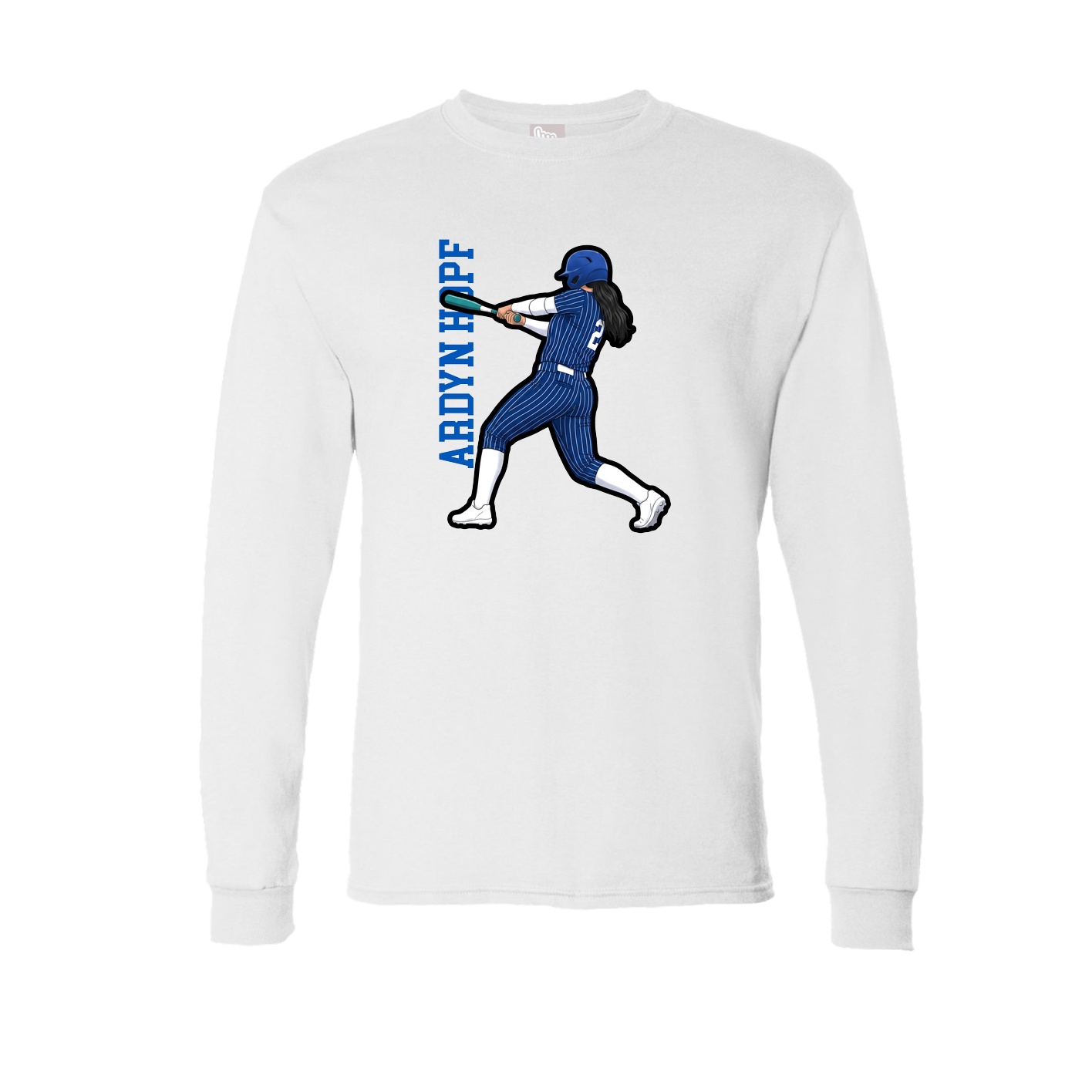 Long Sleeve Tee — Name Vertical in White