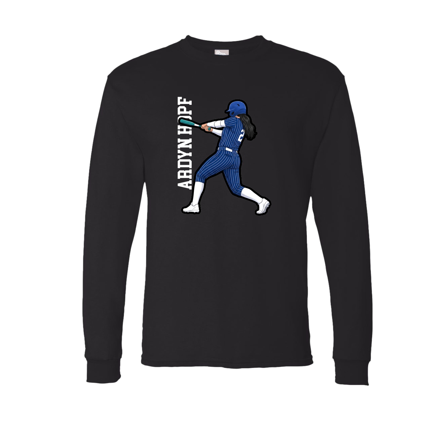 Long Sleeve Tee — Name Vertical in Black
