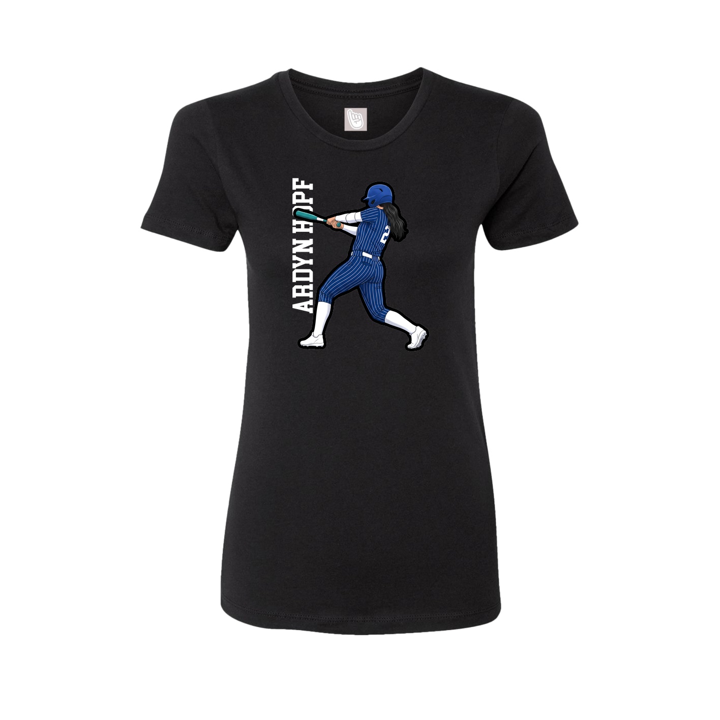 Womens Tee — Name Vertical in Black