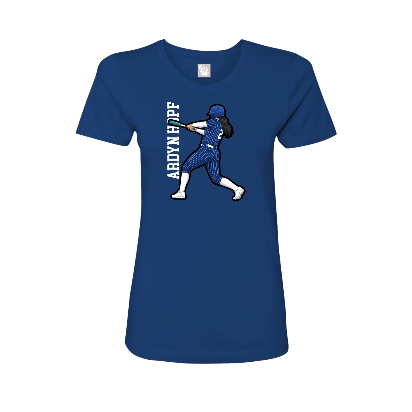 Womens Tee — Name Vertical in Royal