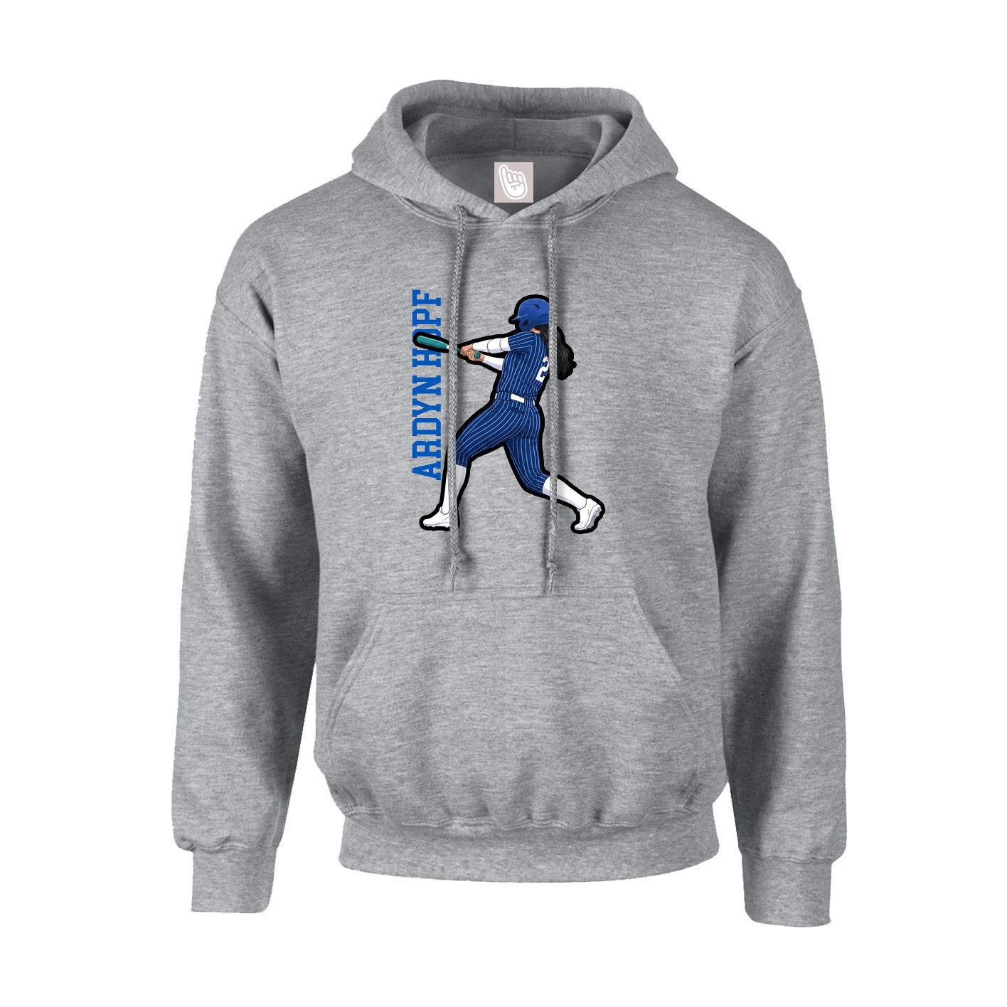Youth Hoodie — Name Vertical in Grey