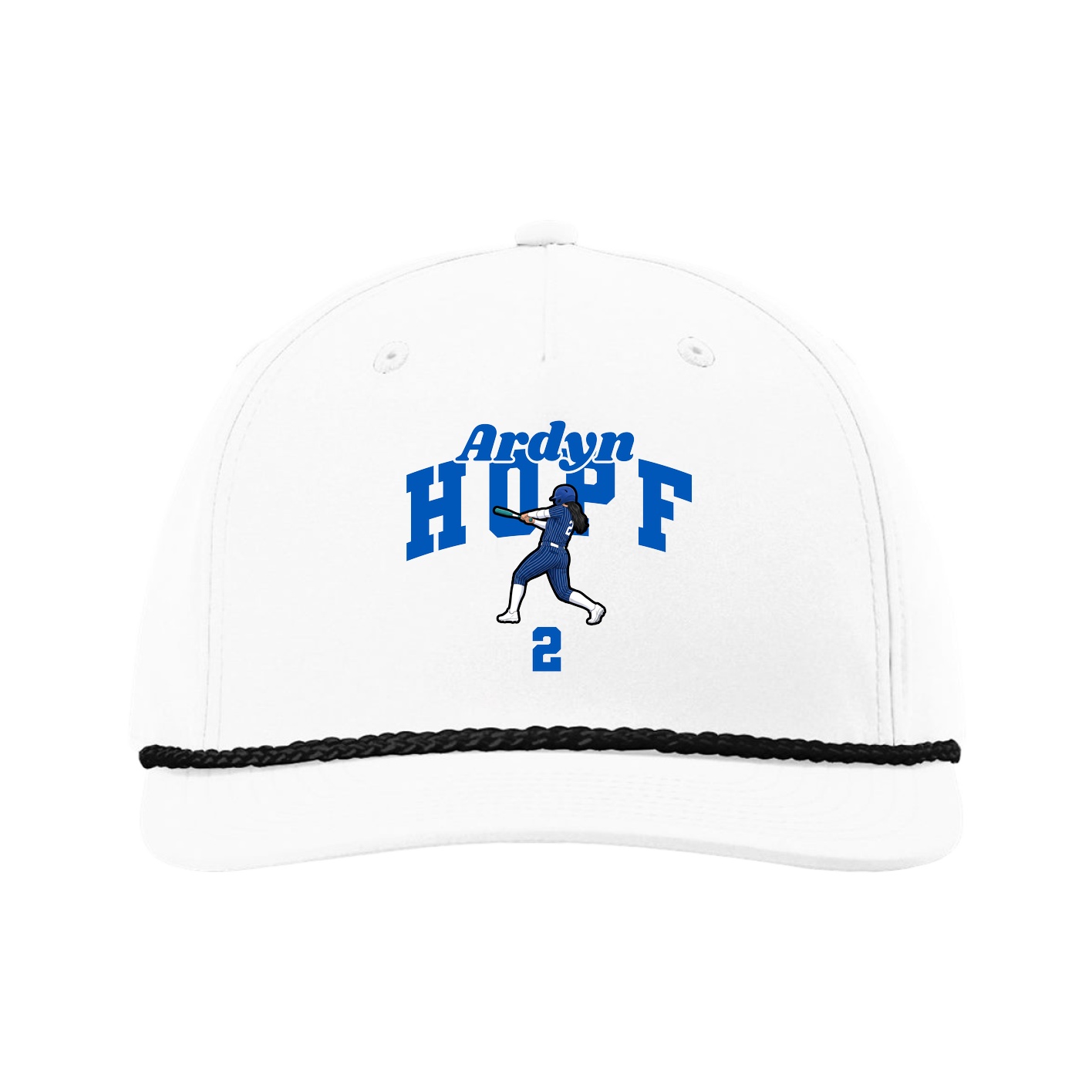 Five-Panel Classic Rope Cap — Signature Arch in White