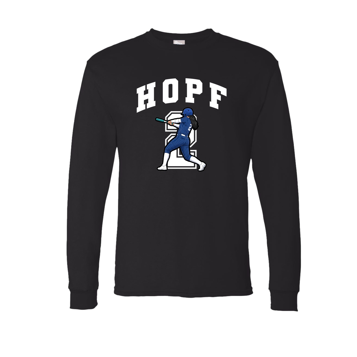 Long Sleeve Tee — Number in Black