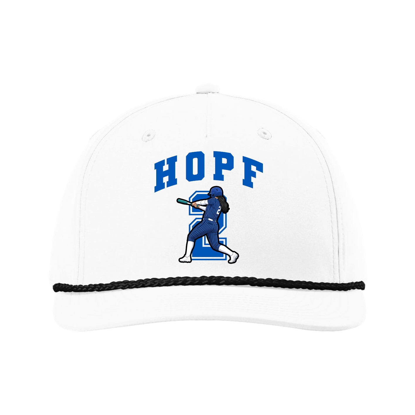 Five-Panel Classic Rope Cap — Number in White