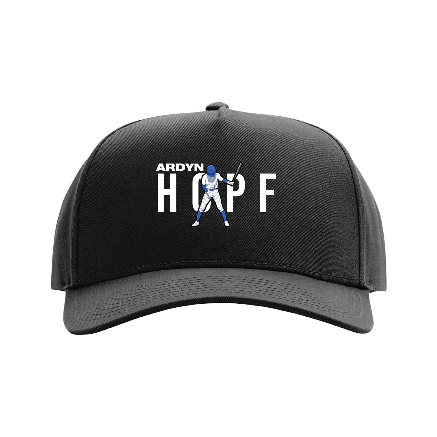 Full Fabric Five-Panel Champ Cap — Player Name in Black