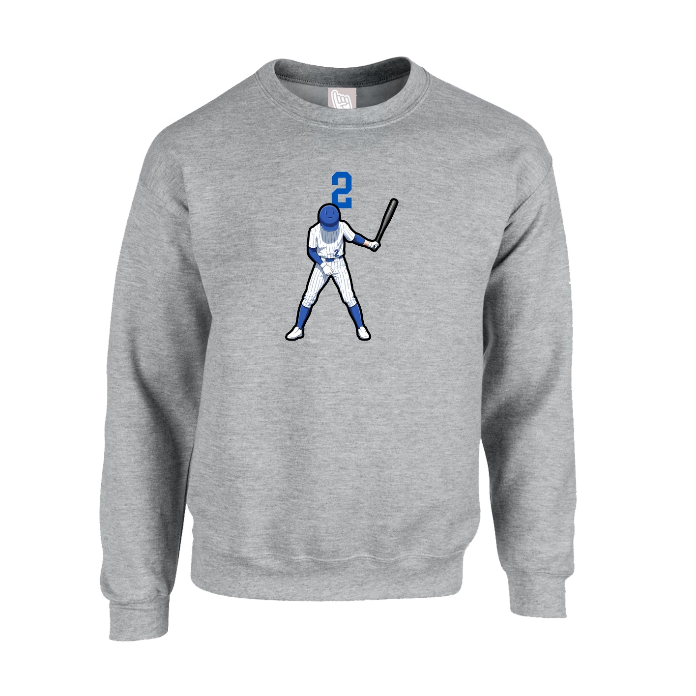 Fleece Crew — Number Top in Grey