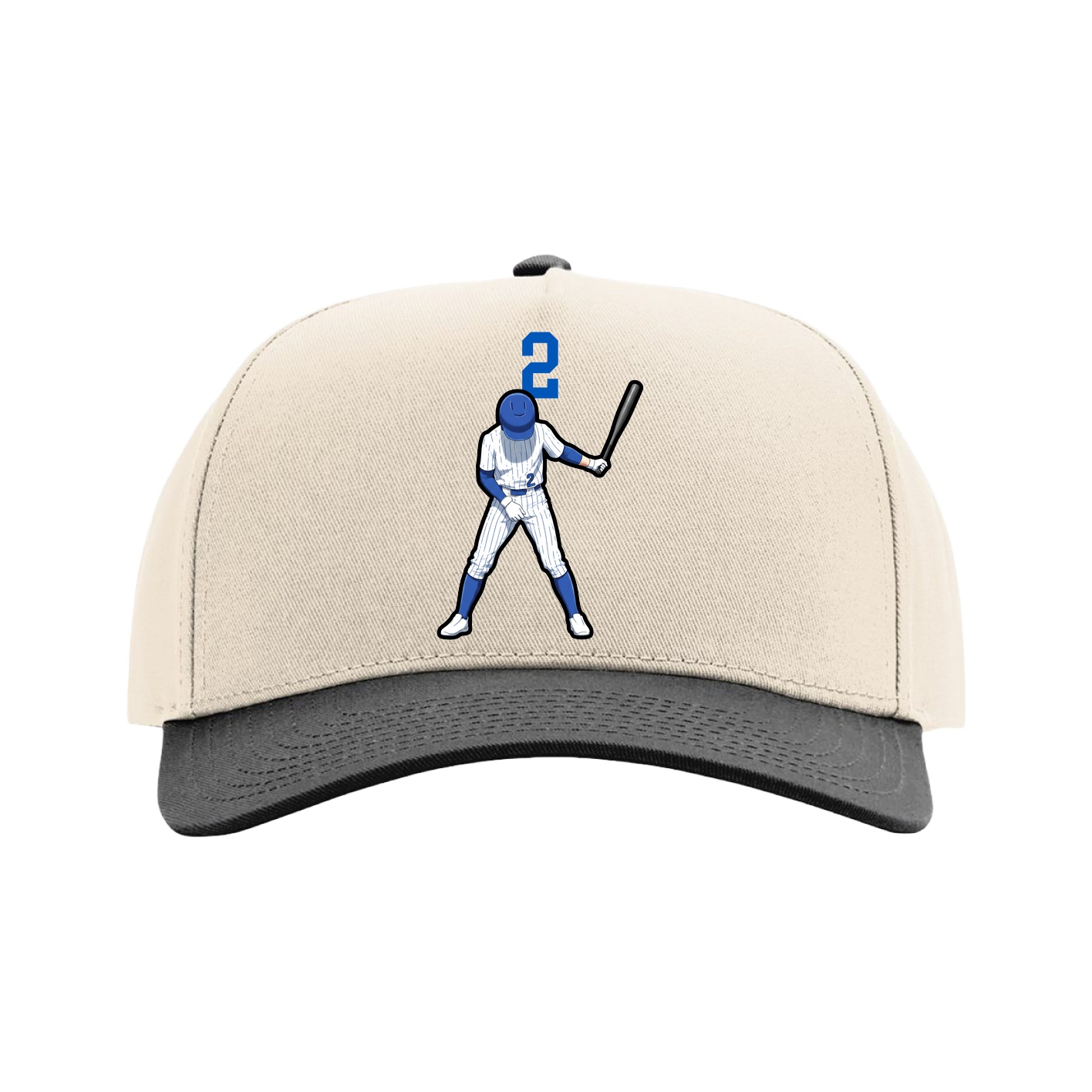 Full Fabric Five-Panel Champ Cap — Number Top in Cream/Black