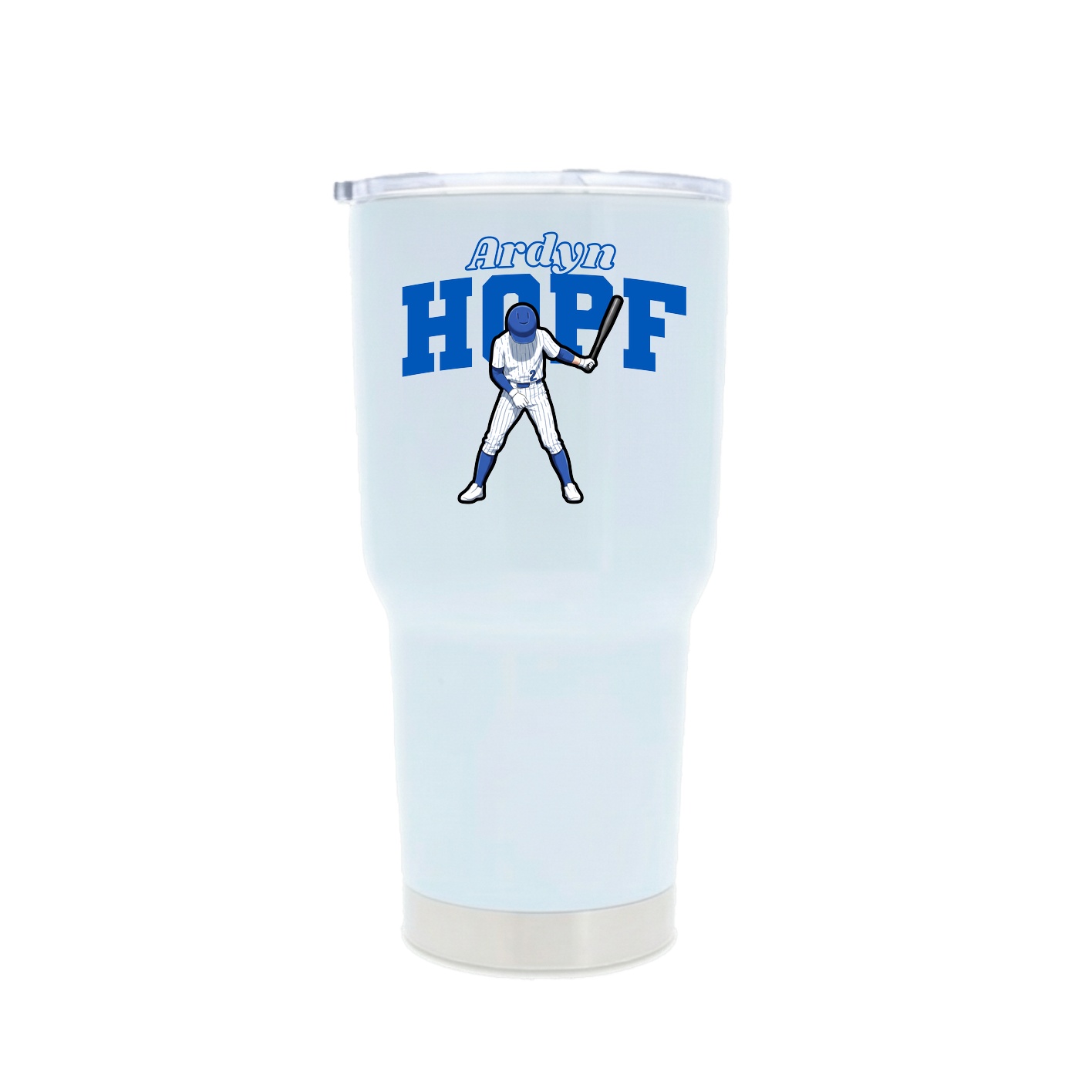 30oz Stainless Steel Tumbler — Name Arch in White