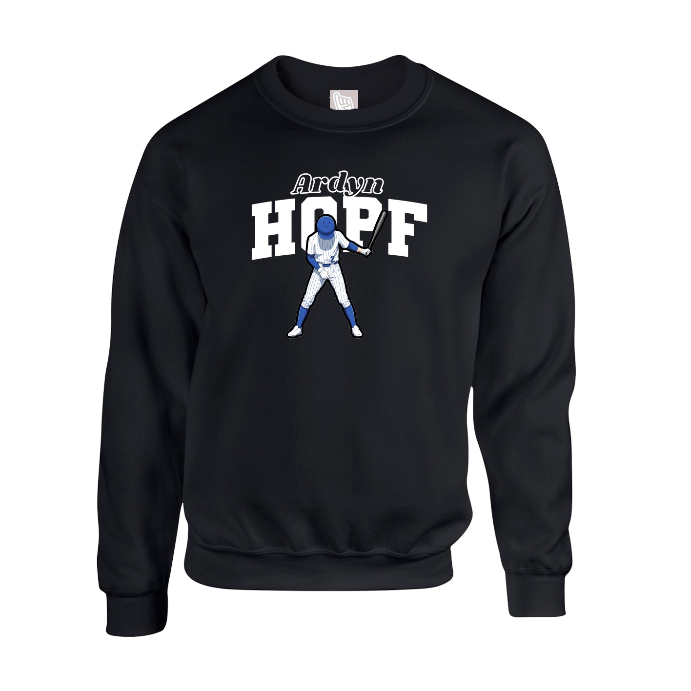 Fleece Crew — Name Arch in Black