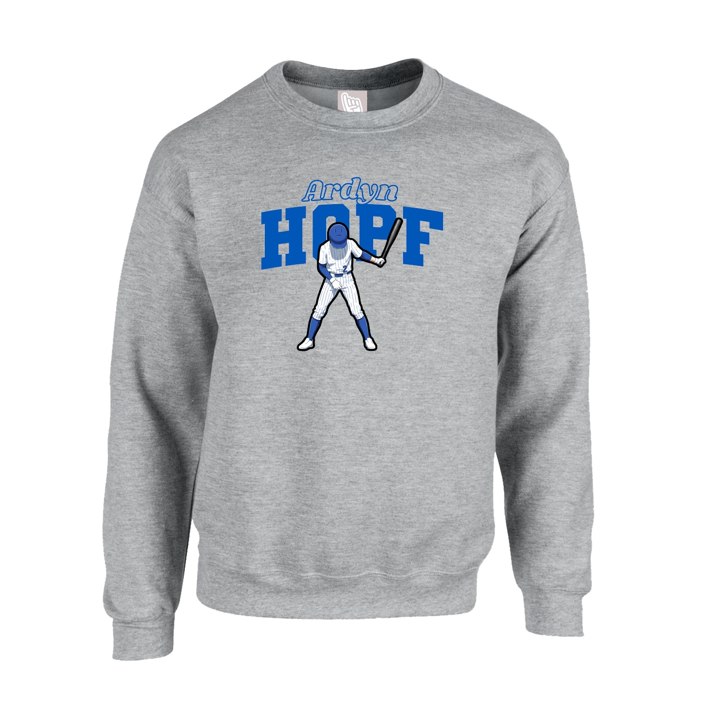 Fleece Crew — Name Arch in Grey