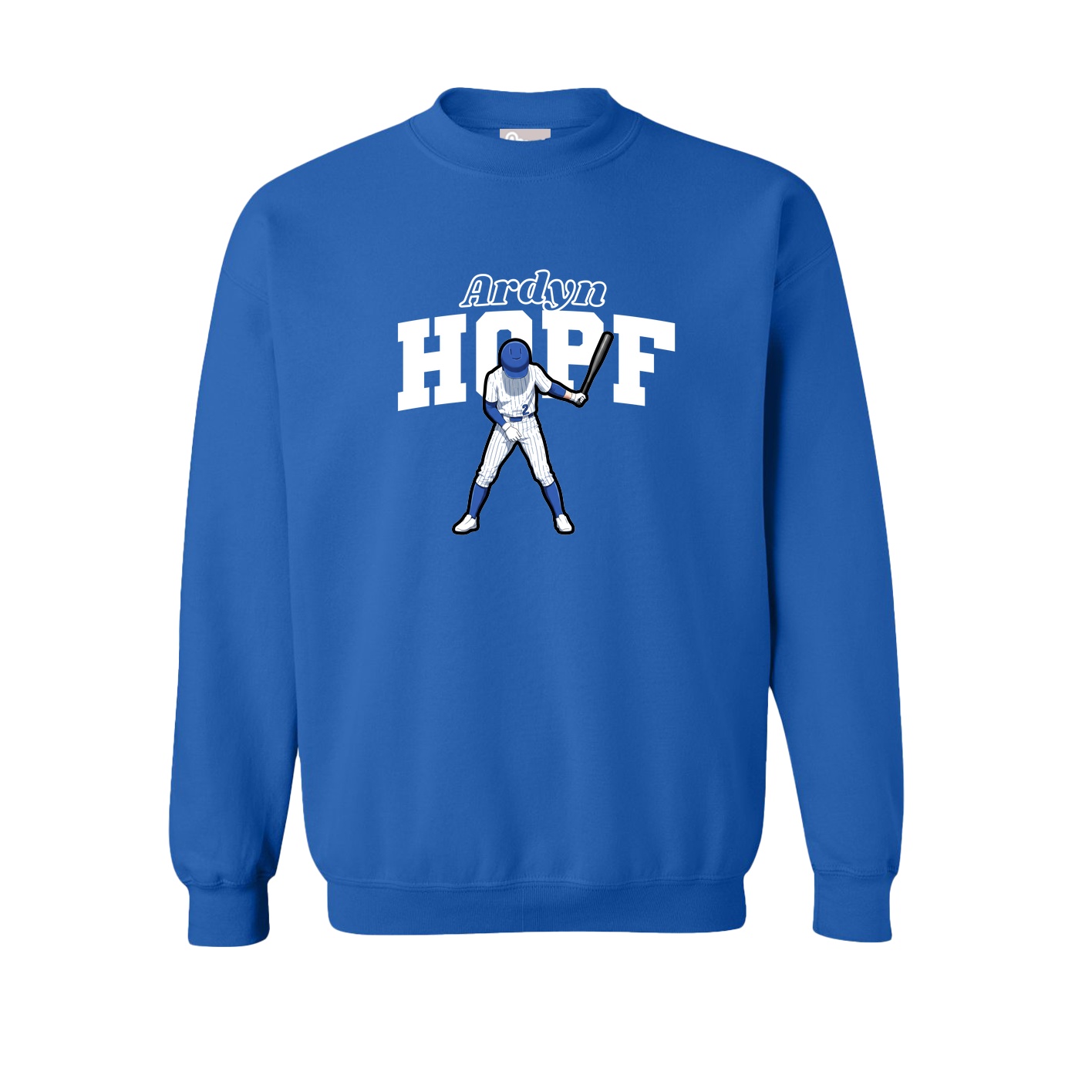 Fleece Crew — Name Arch in Royal
