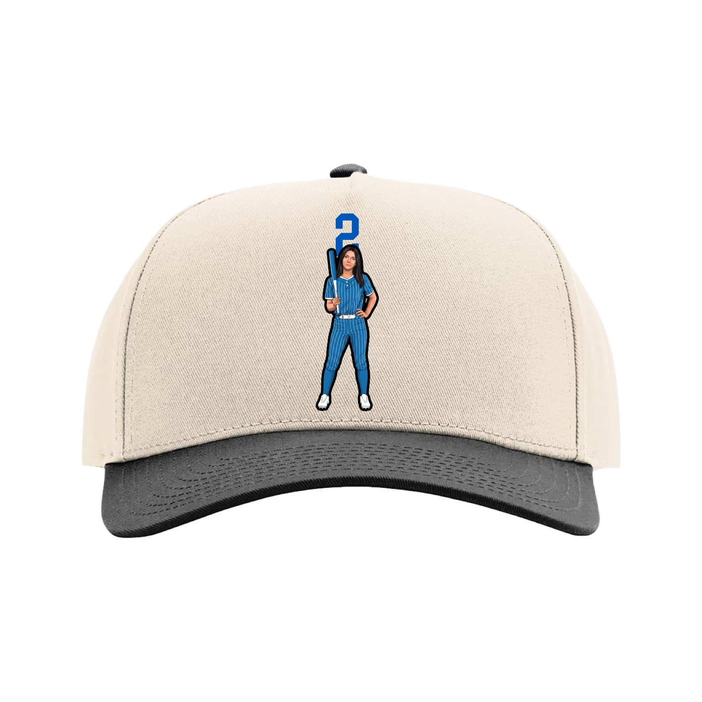 Full Fabric Five-Panel Champ Cap — Number Top in Cream/Black