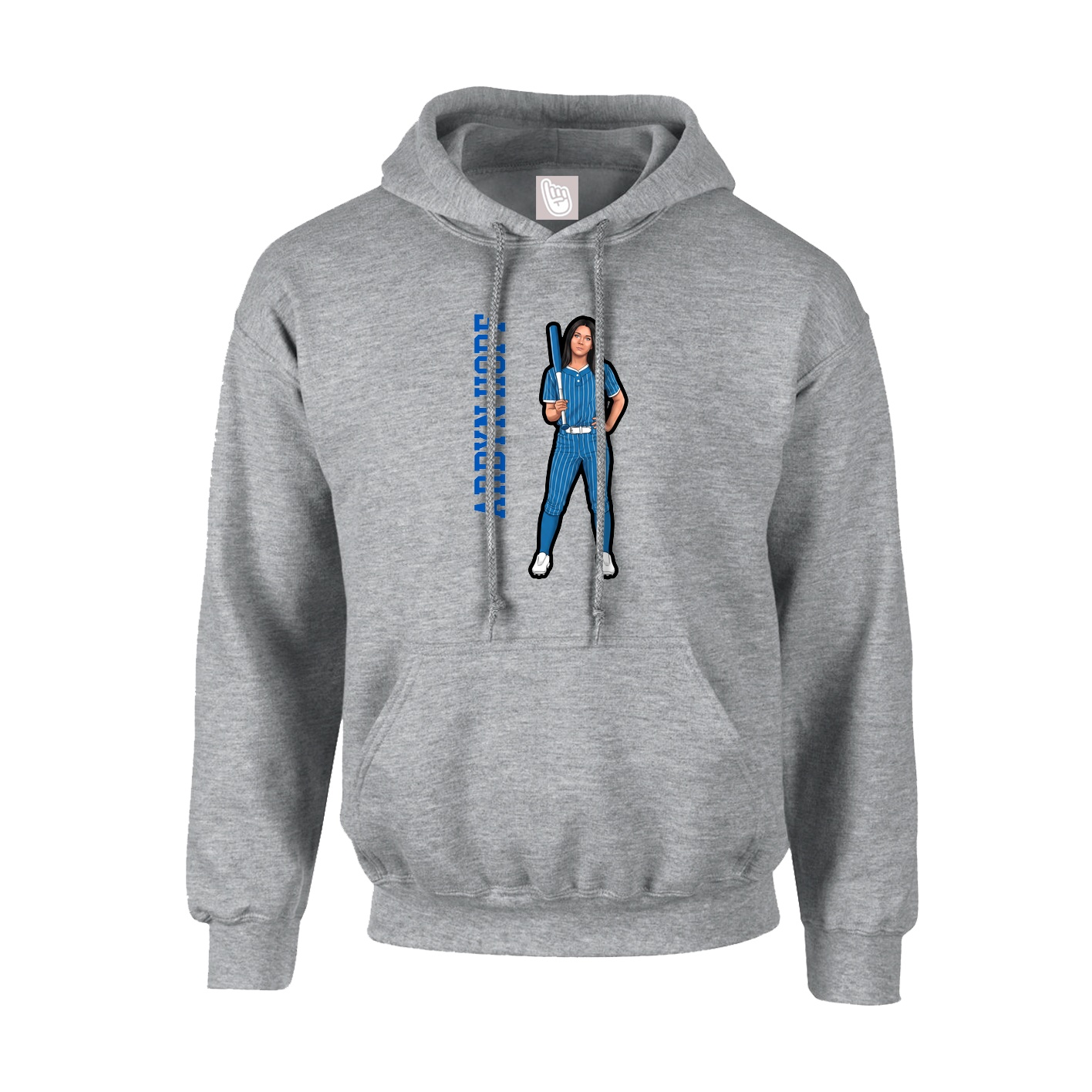Hoodie — Name Vertical in Grey
