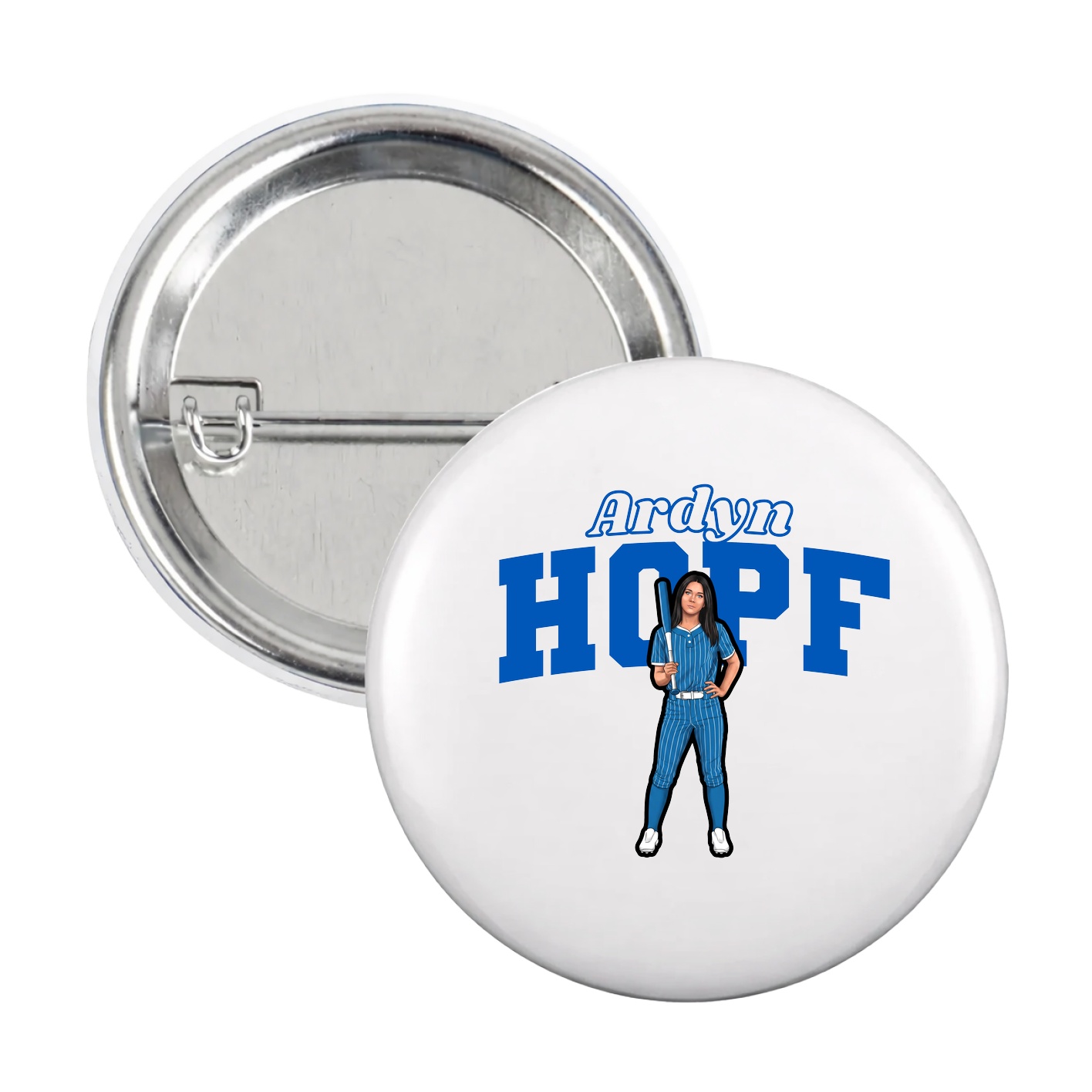 Game Day Button — Name Arch in White