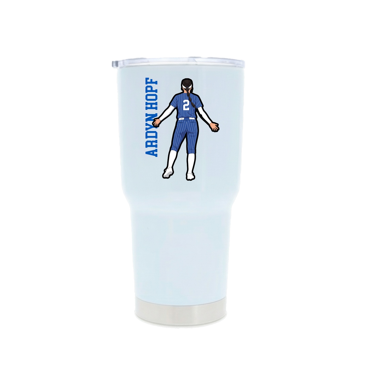 30oz Stainless Steel Tumbler — Name Vertical in White