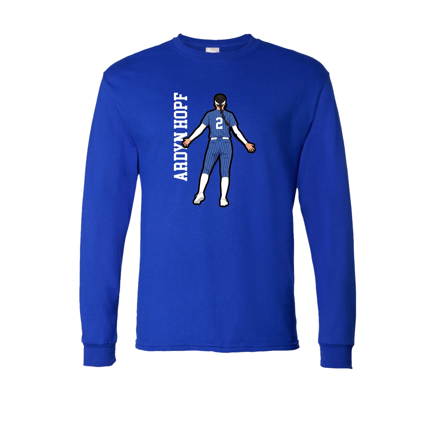 Long Sleeve Tee — Name Vertical in Royal