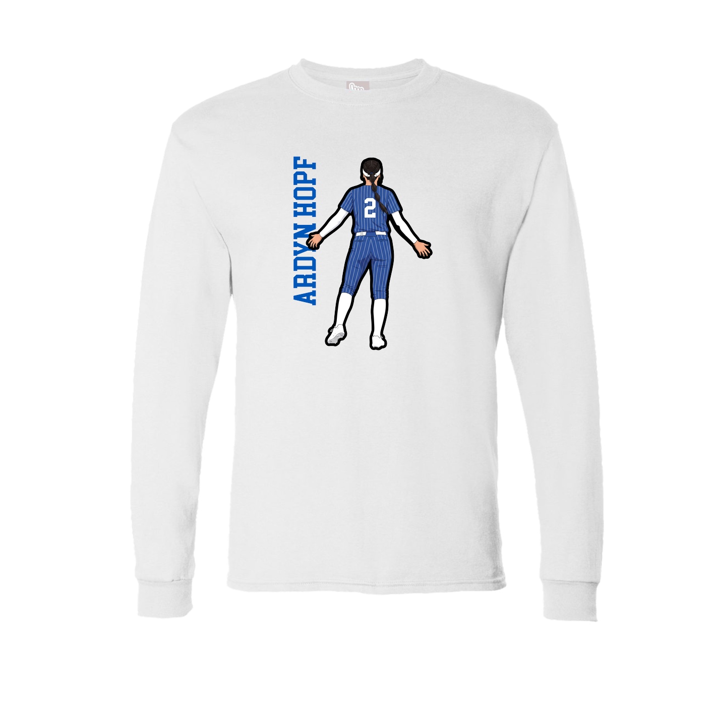 Long Sleeve Tee — Name Vertical in White