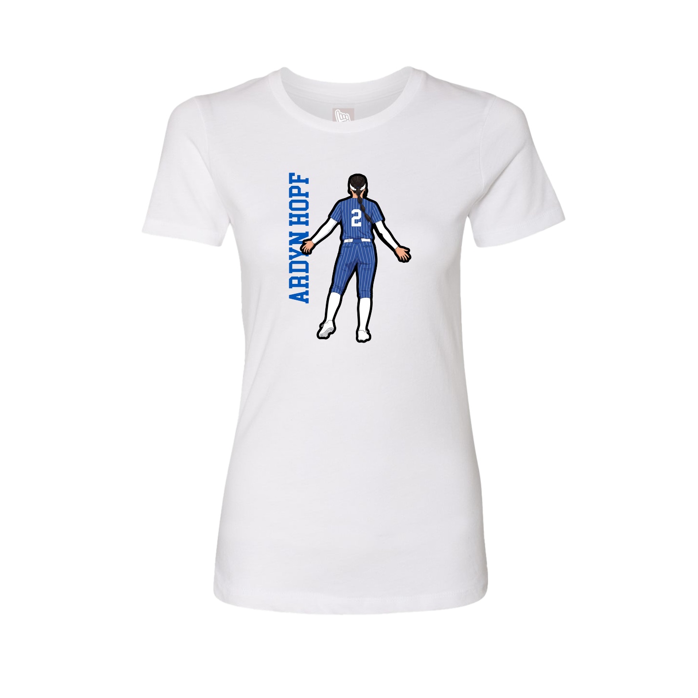 Womens Tee — Name Vertical in White