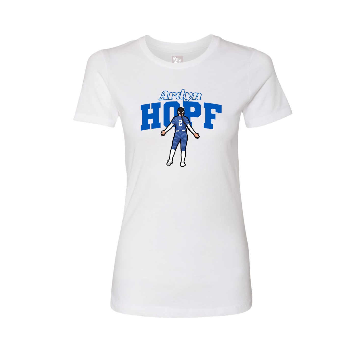 Womens Tee — Name Arch in White