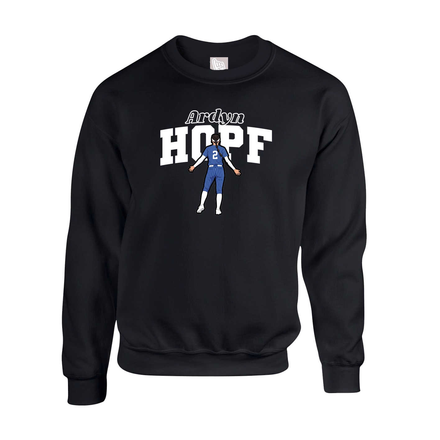 Fleece Crew — Name Arch in Black