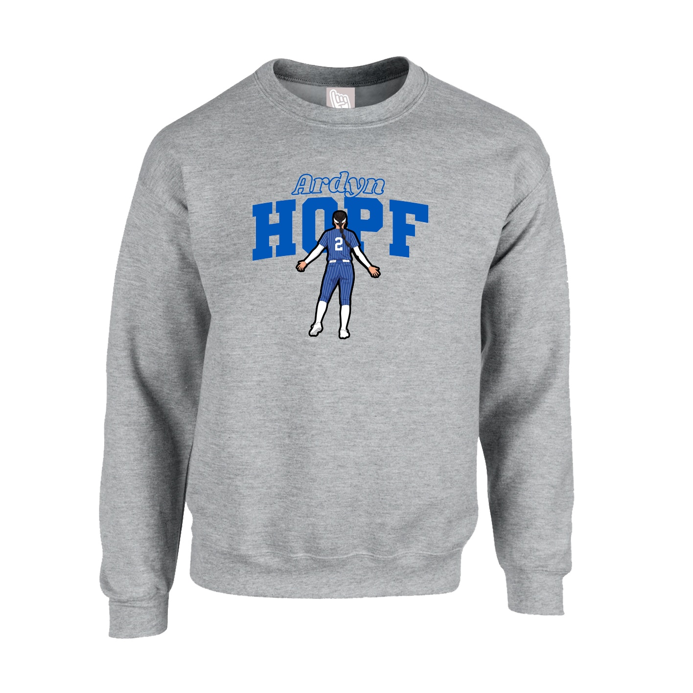 Fleece Crew — Name Arch in Grey