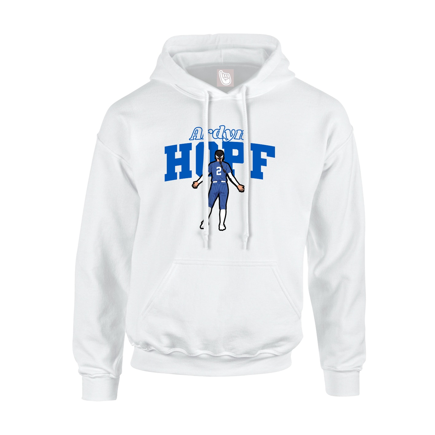 Youth Hoodie — Name Arch in White