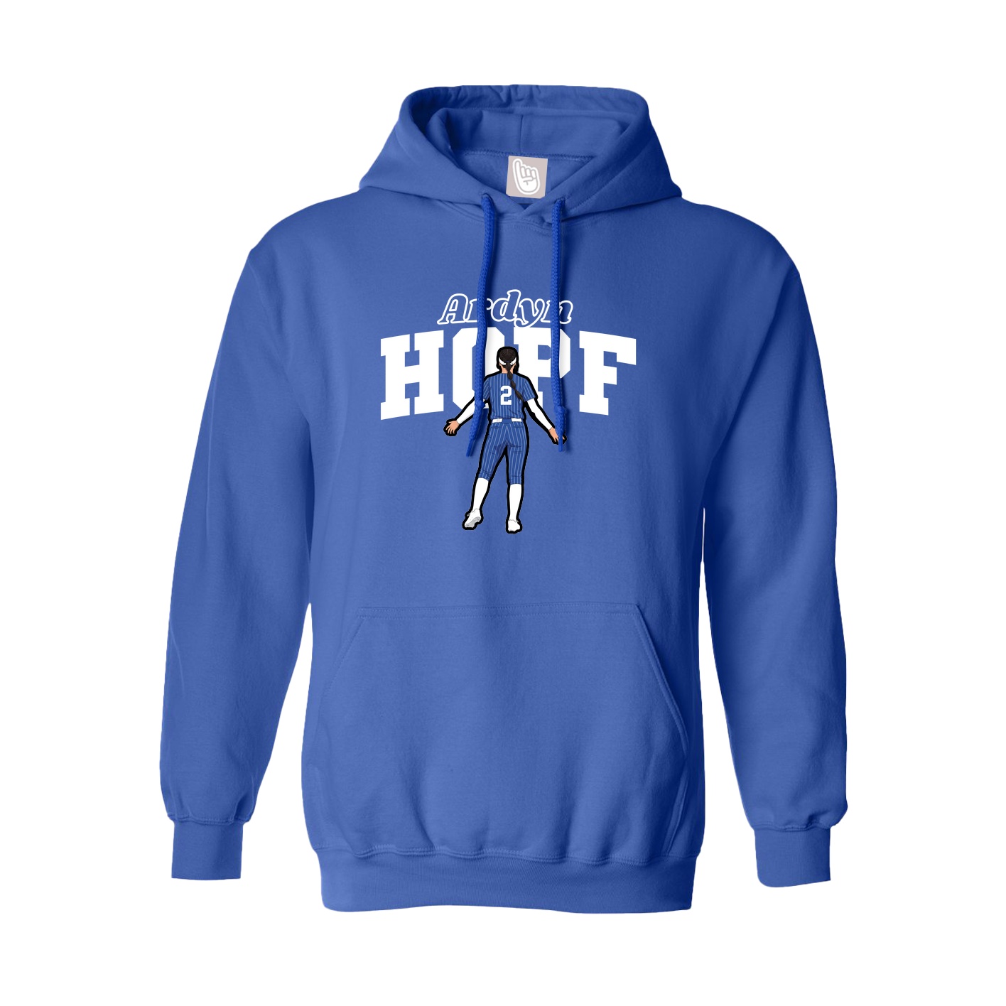 Youth Hoodie — Name Arch in Royal
