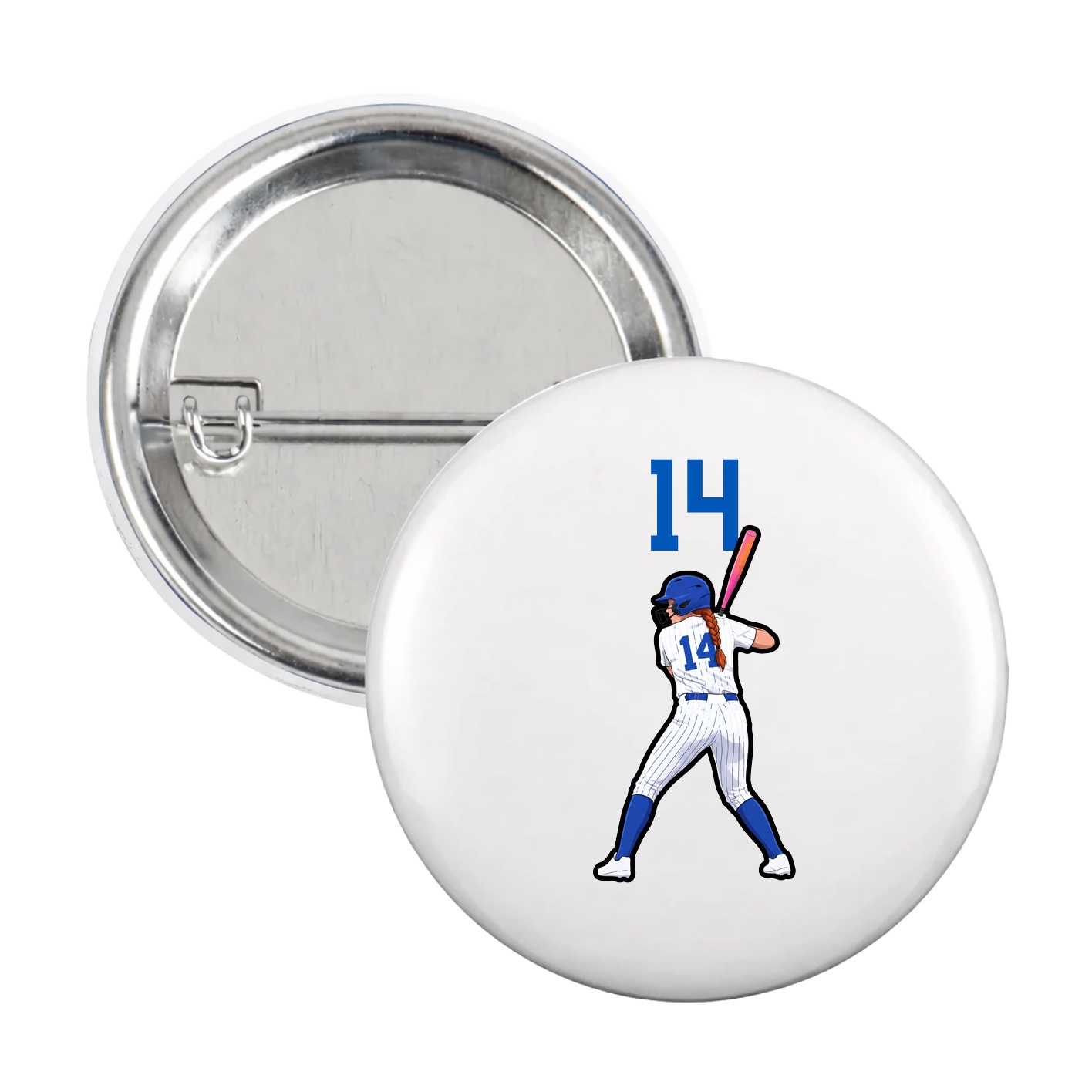 Game Day Button — Number Top in White