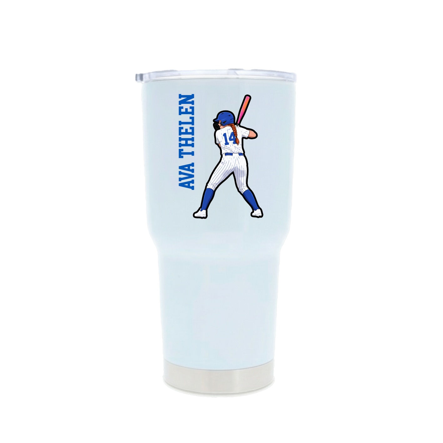 30oz Stainless Steel Tumbler — Name Vertical in White