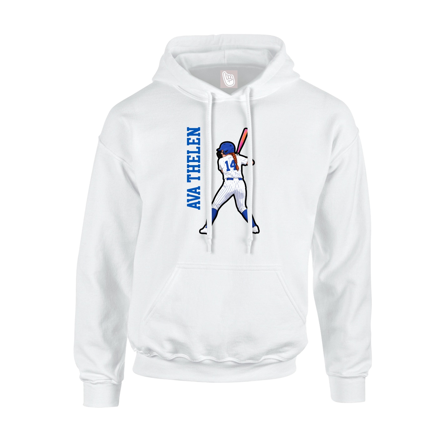 Youth Hoodie — Name Vertical in White