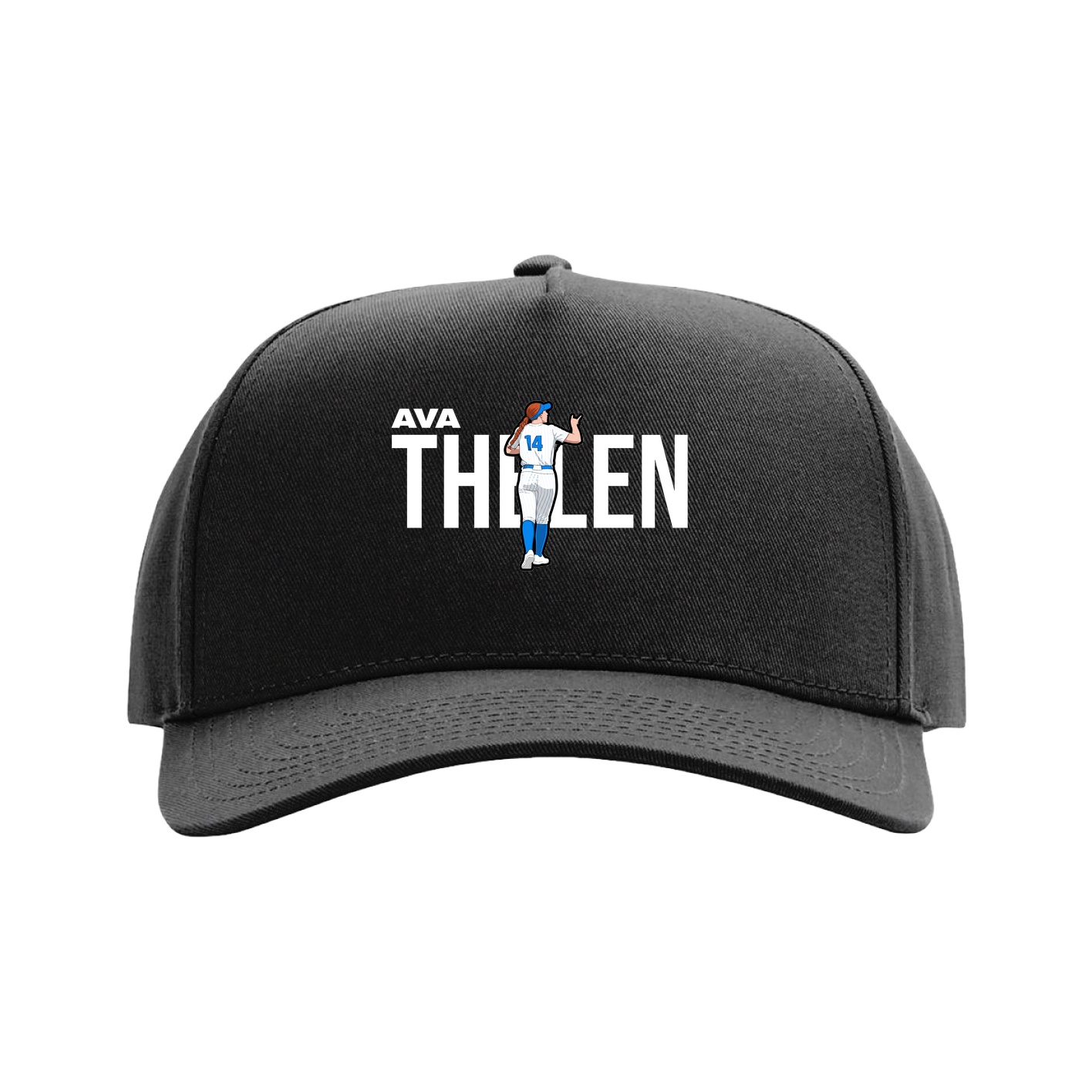 Full Fabric Five-Panel Champ Cap — Player Name in Black