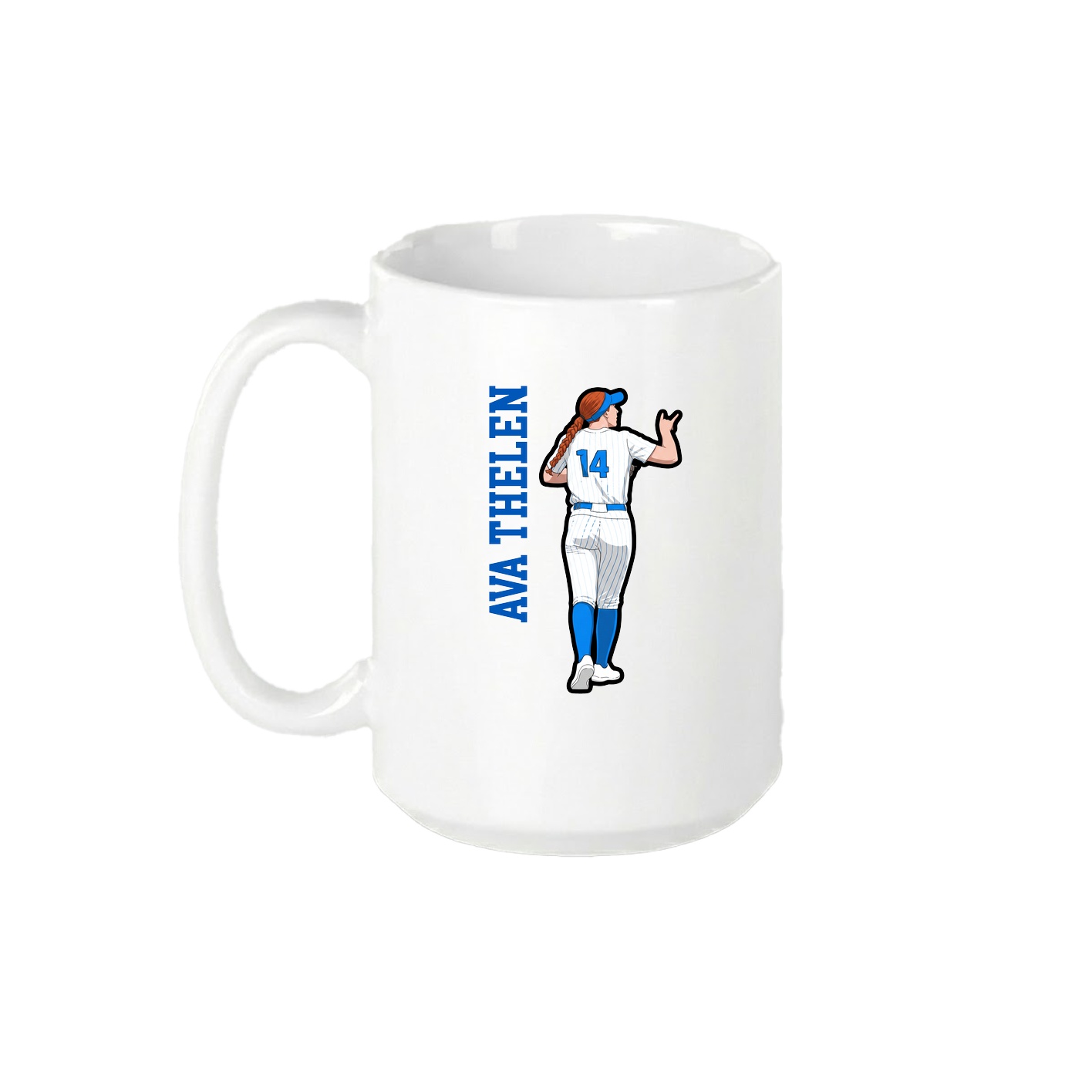 15oz Coffee Mug — Name Vertical in White