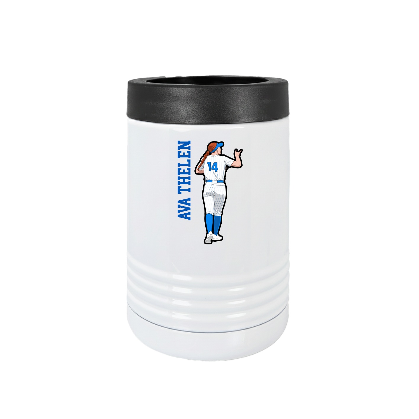 Beverage Holder — Name Vertical in White