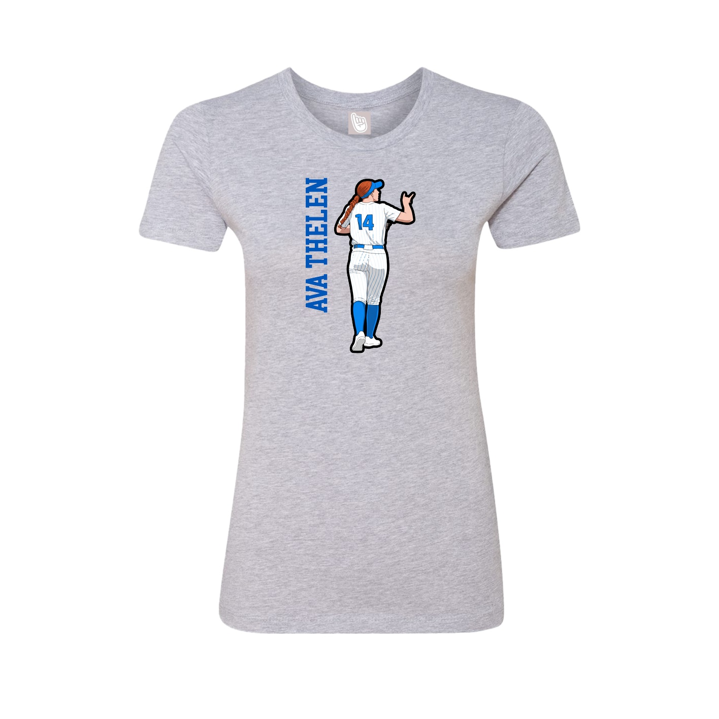 Fitted Women's Tee — Name Vertical in Grey