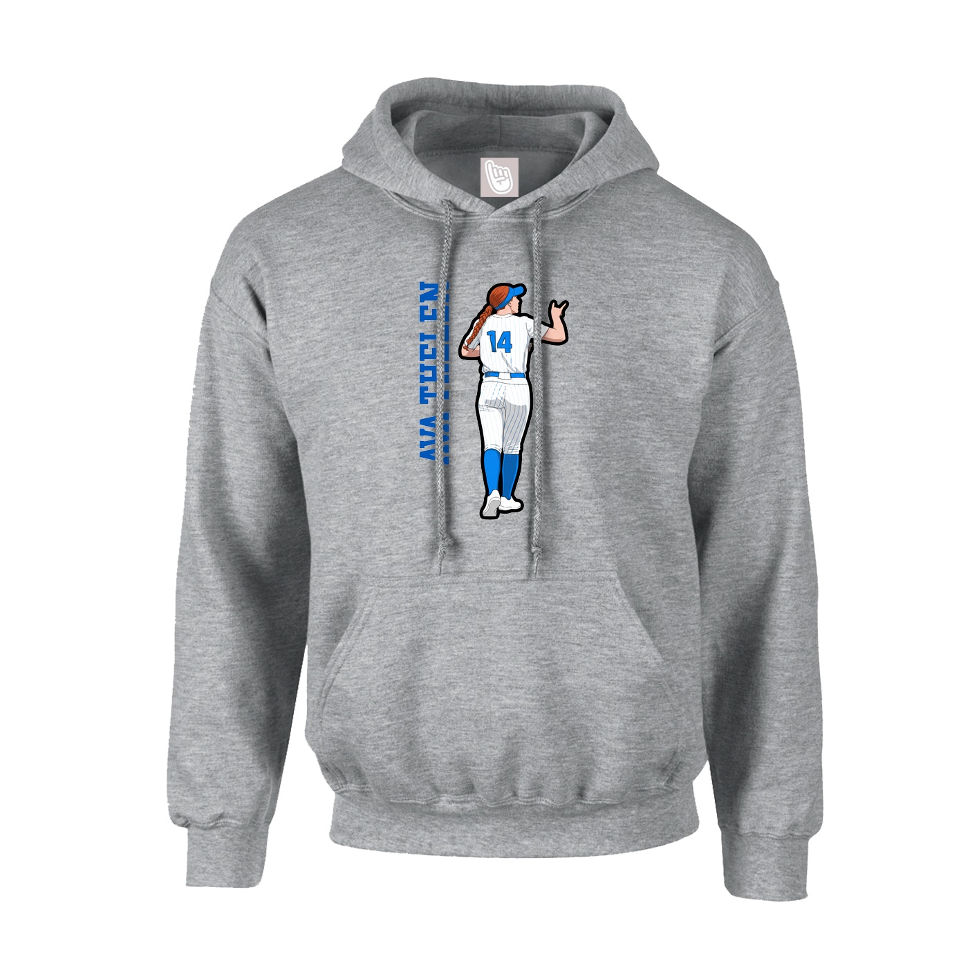 Hoodie — Name Vertical in Grey