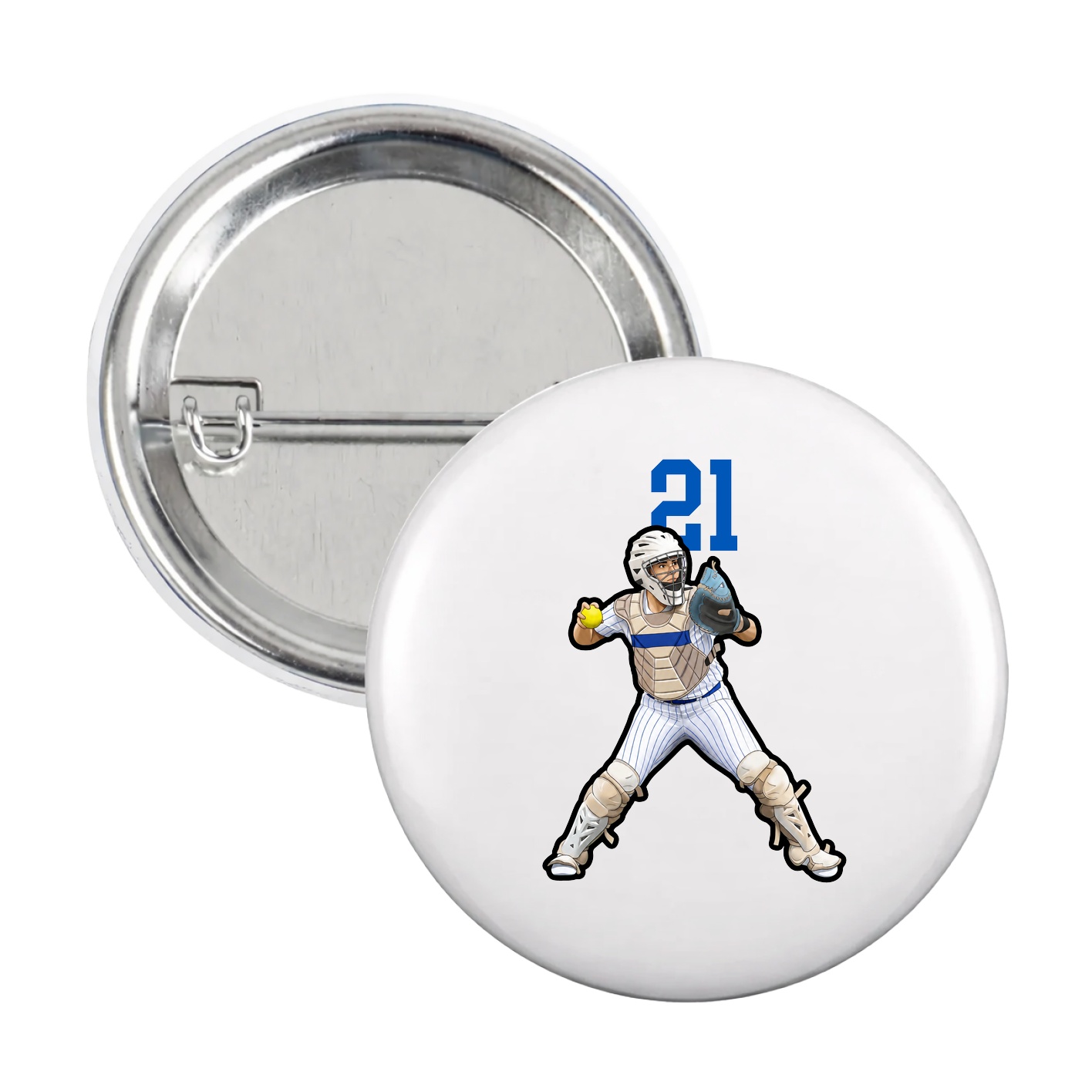 Game Day Button — Number Top in White