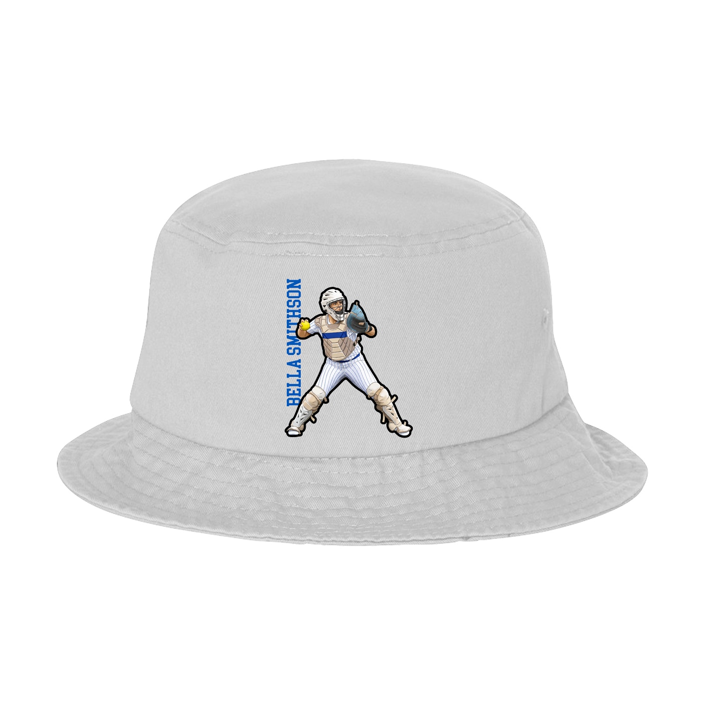 Bucket Cap — Name Vertical in White