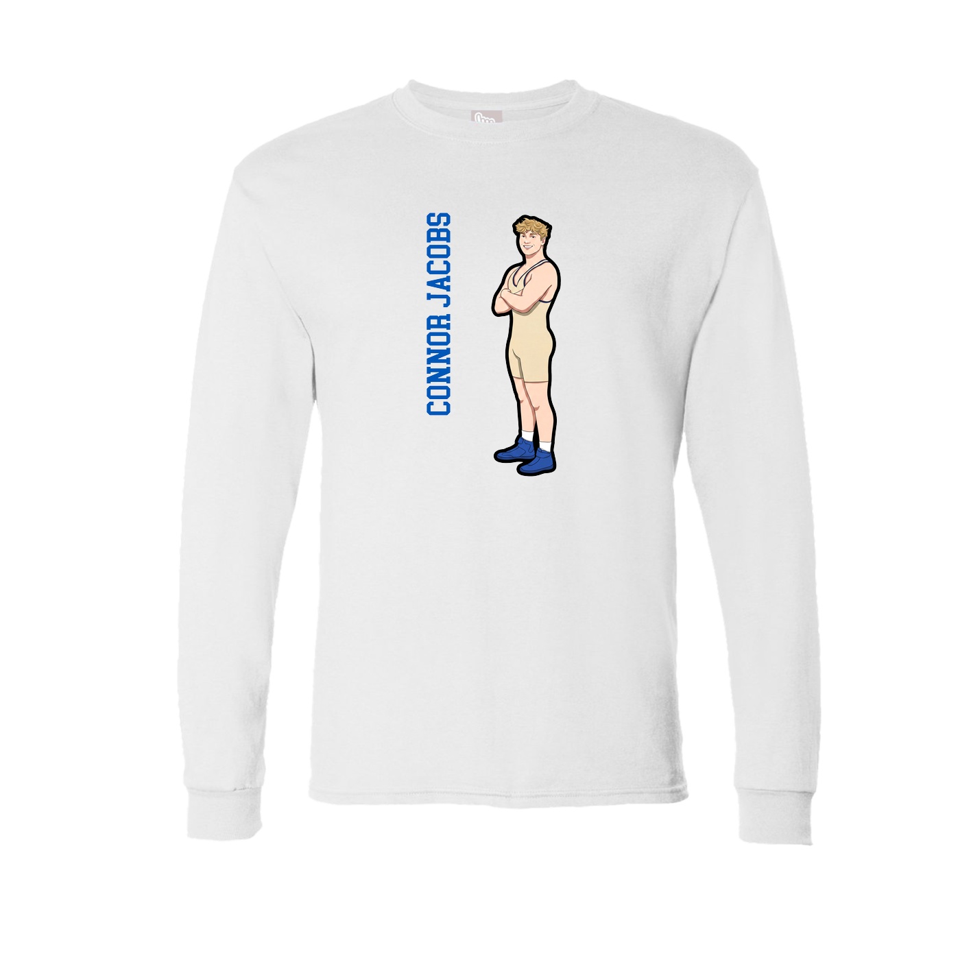 Long Sleeve Tee — Name Vertical in White