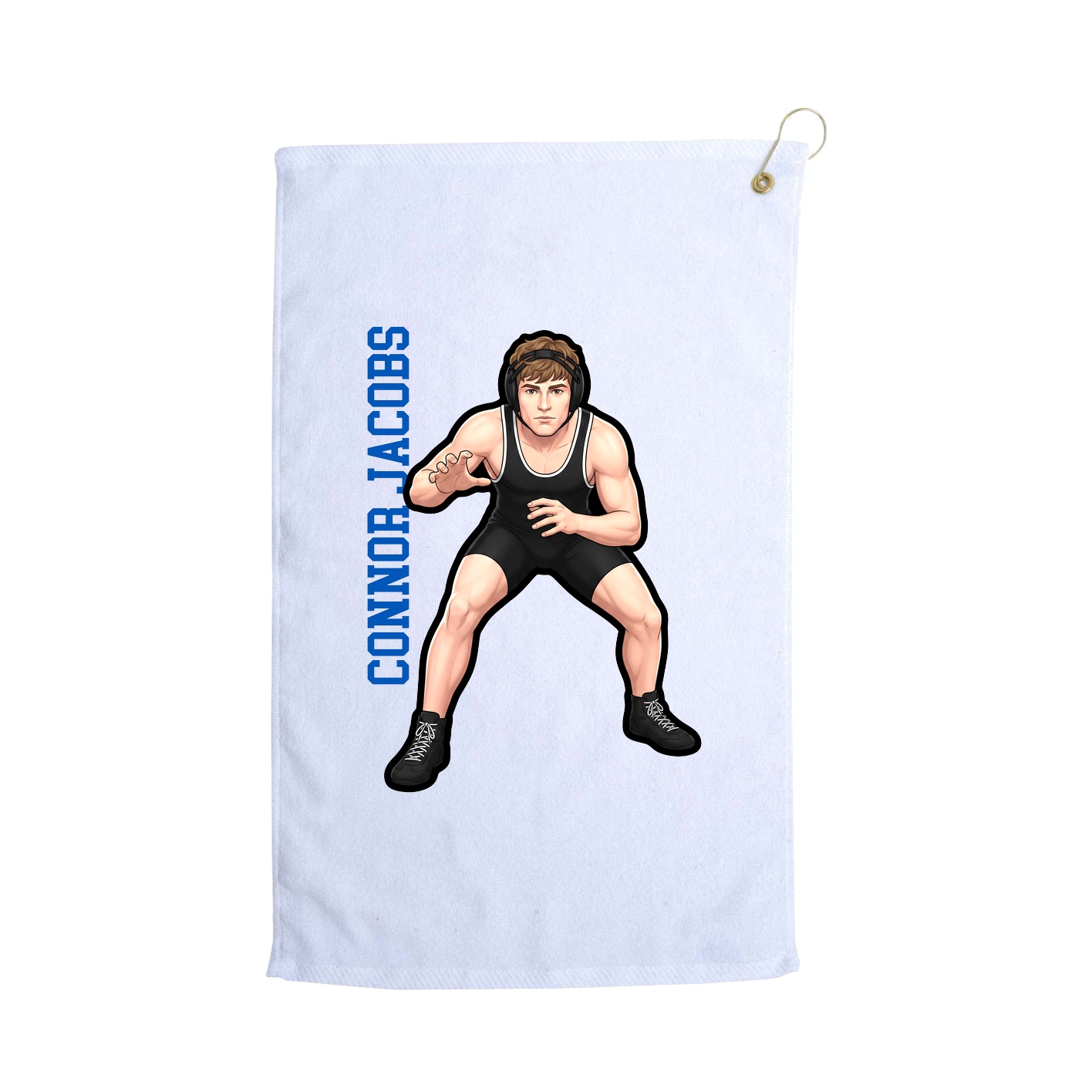 Golf Towel — Name Vertical in White
