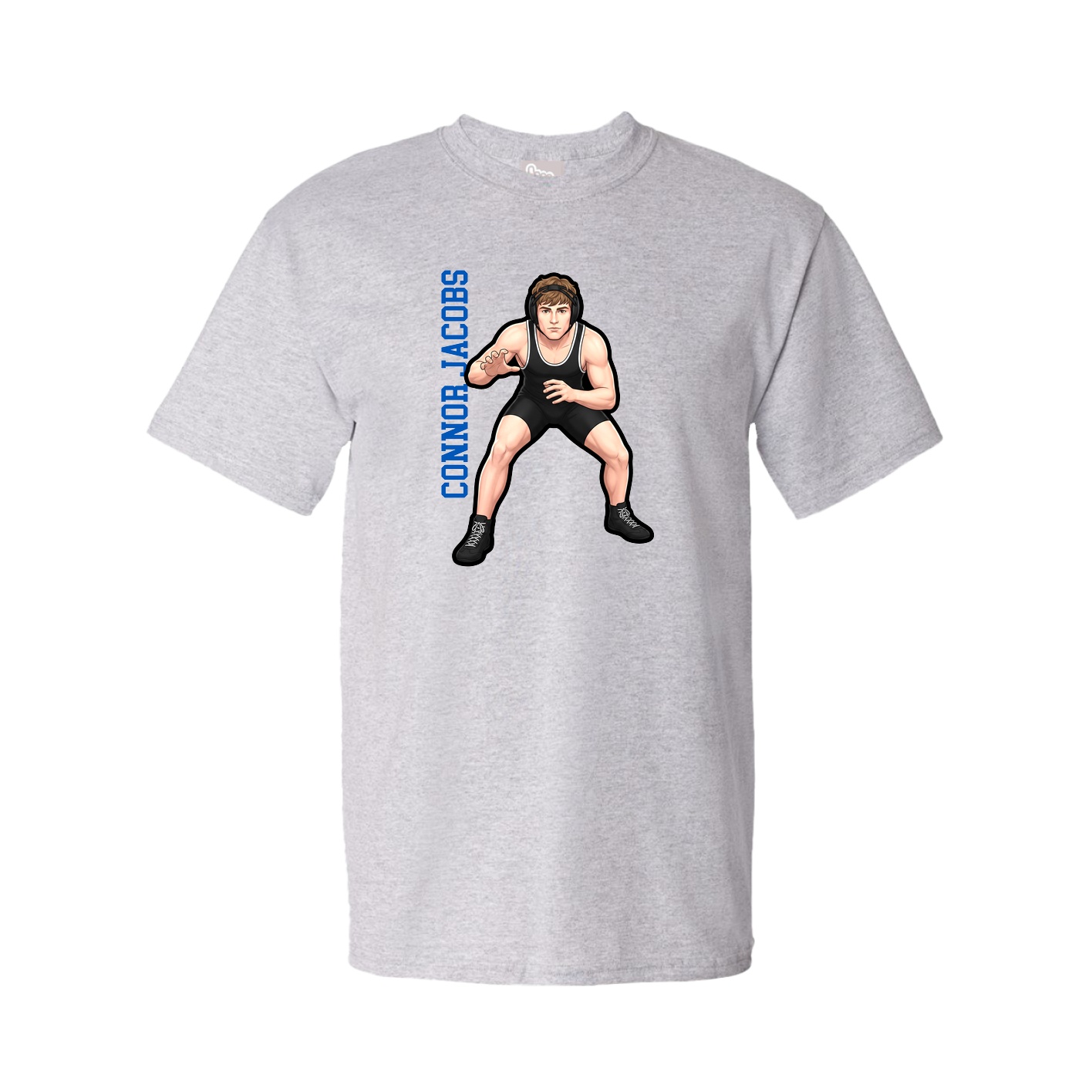Youth Tee — Name Vertical in Grey