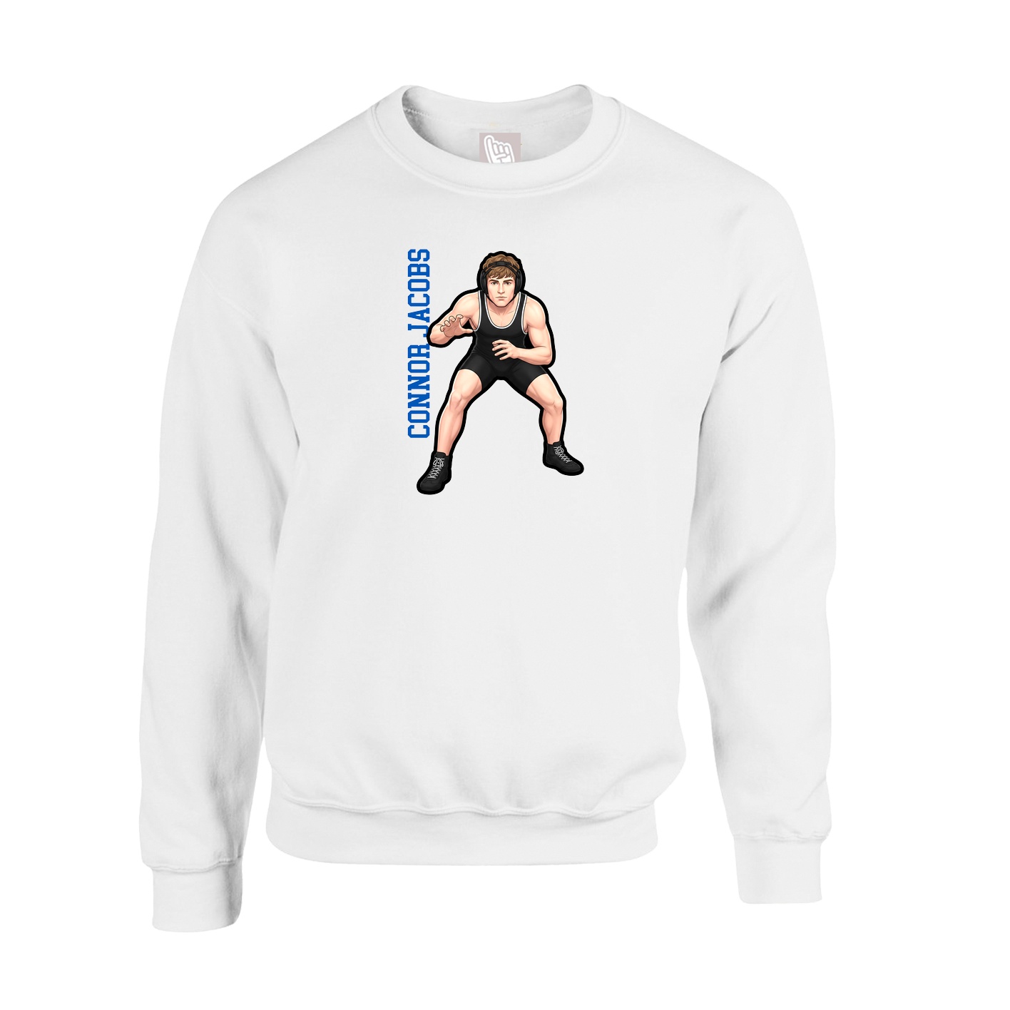 Fleece Crew — Name Vertical in White