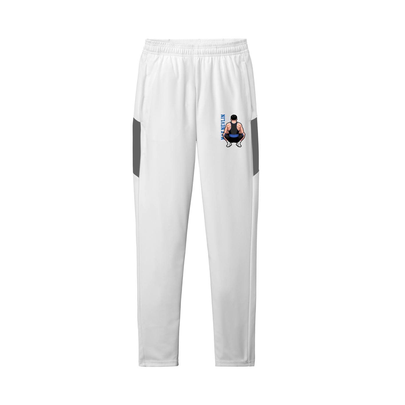 Team Travel Pant — Name Vertical in White/Grey