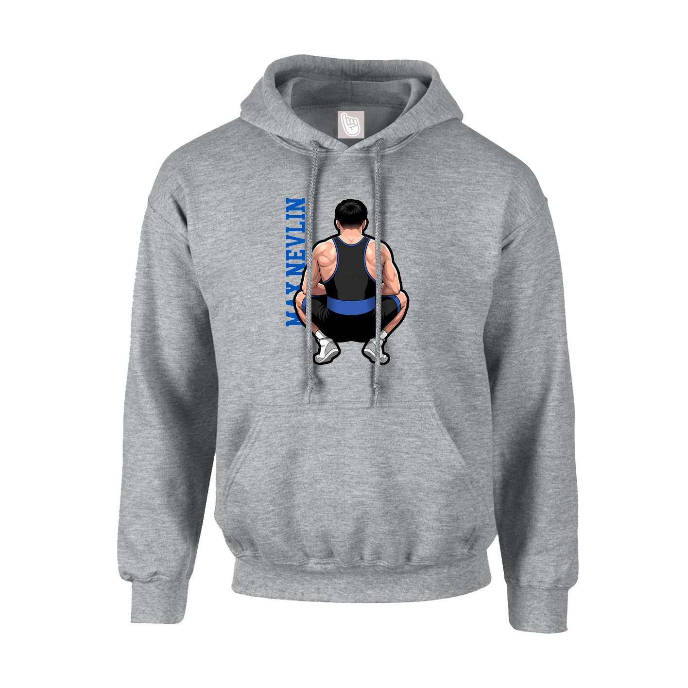 Youth Hoodie — Name Vertical in Grey