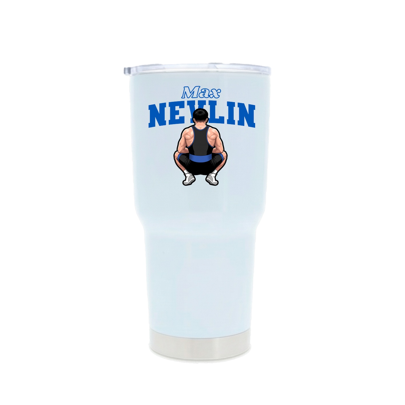 30oz Stainless Steel Tumbler — Name Arch in White