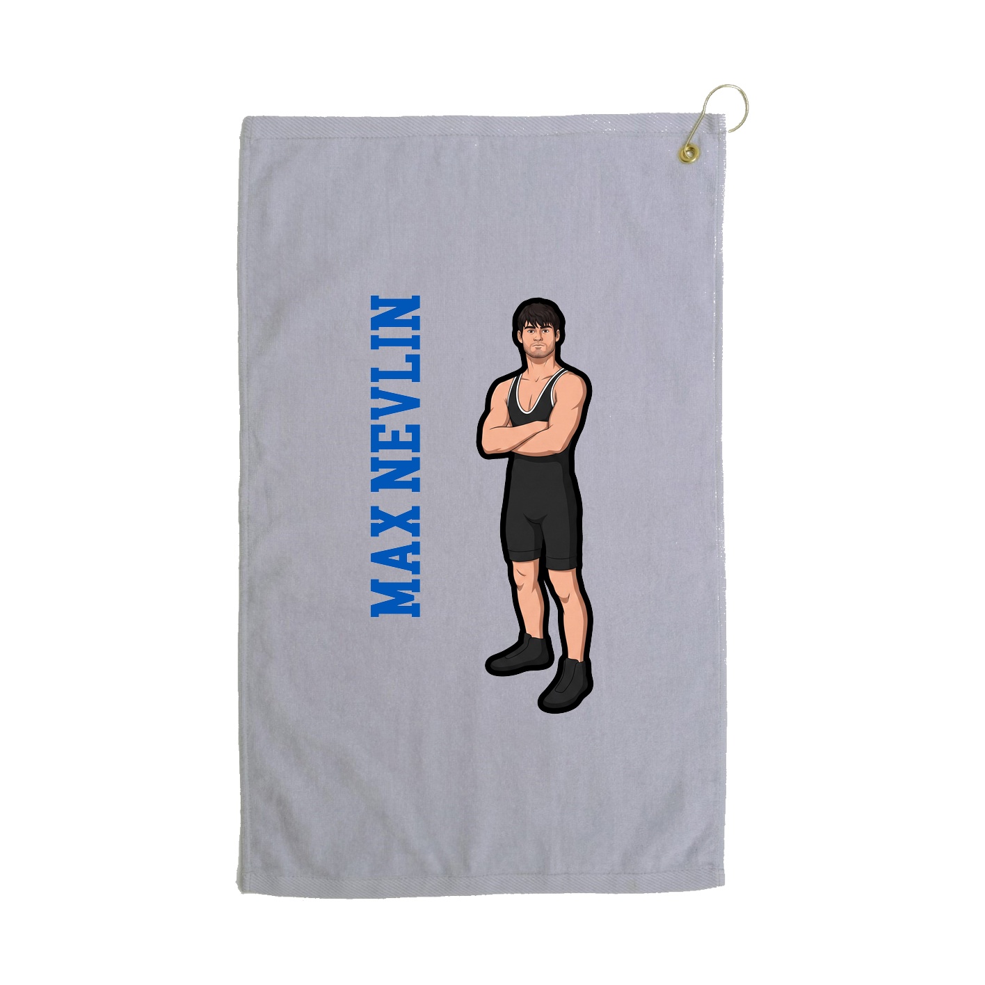 Golf Towel — Name Vertical in Grey