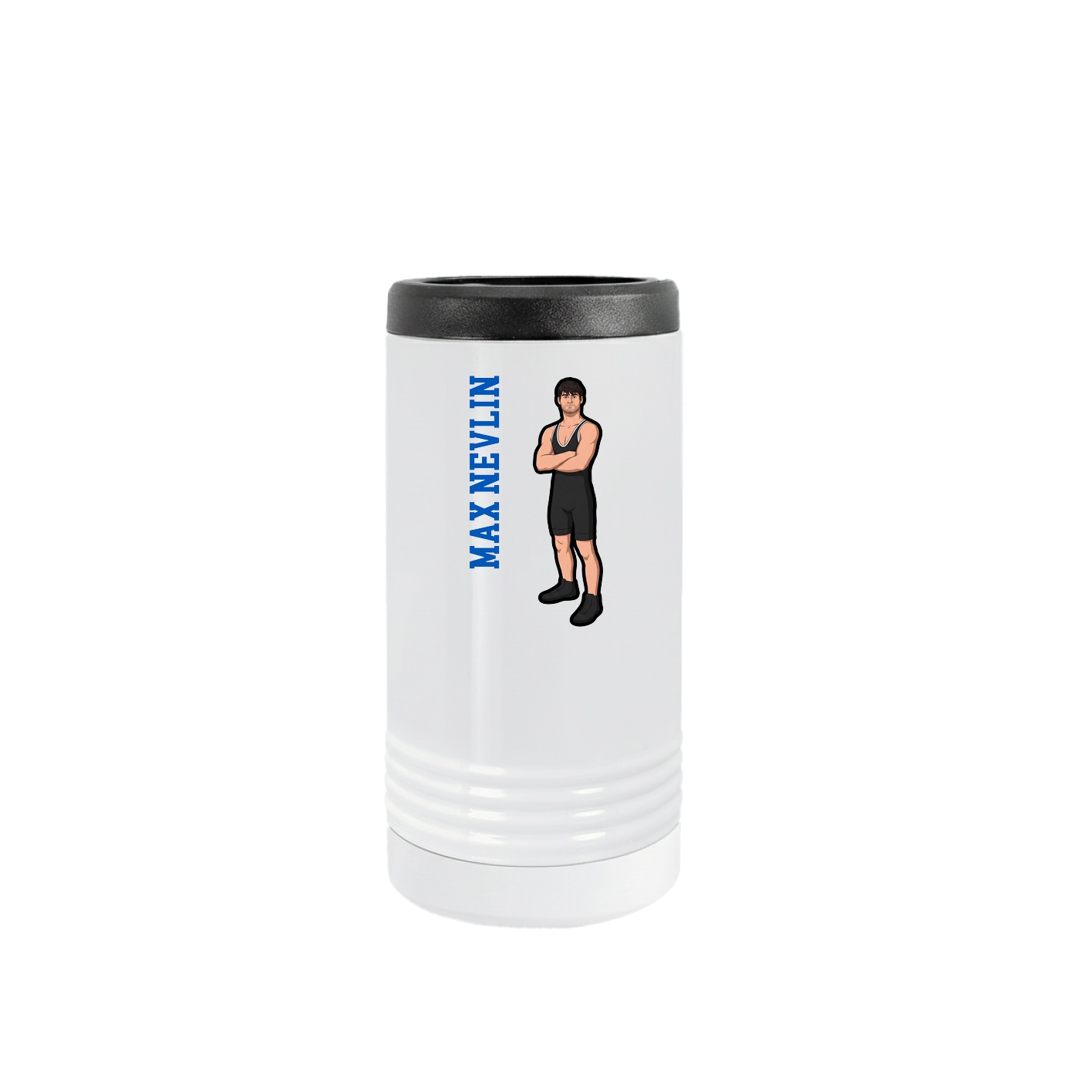 Slim Beverage Holder — Name Vertical in White