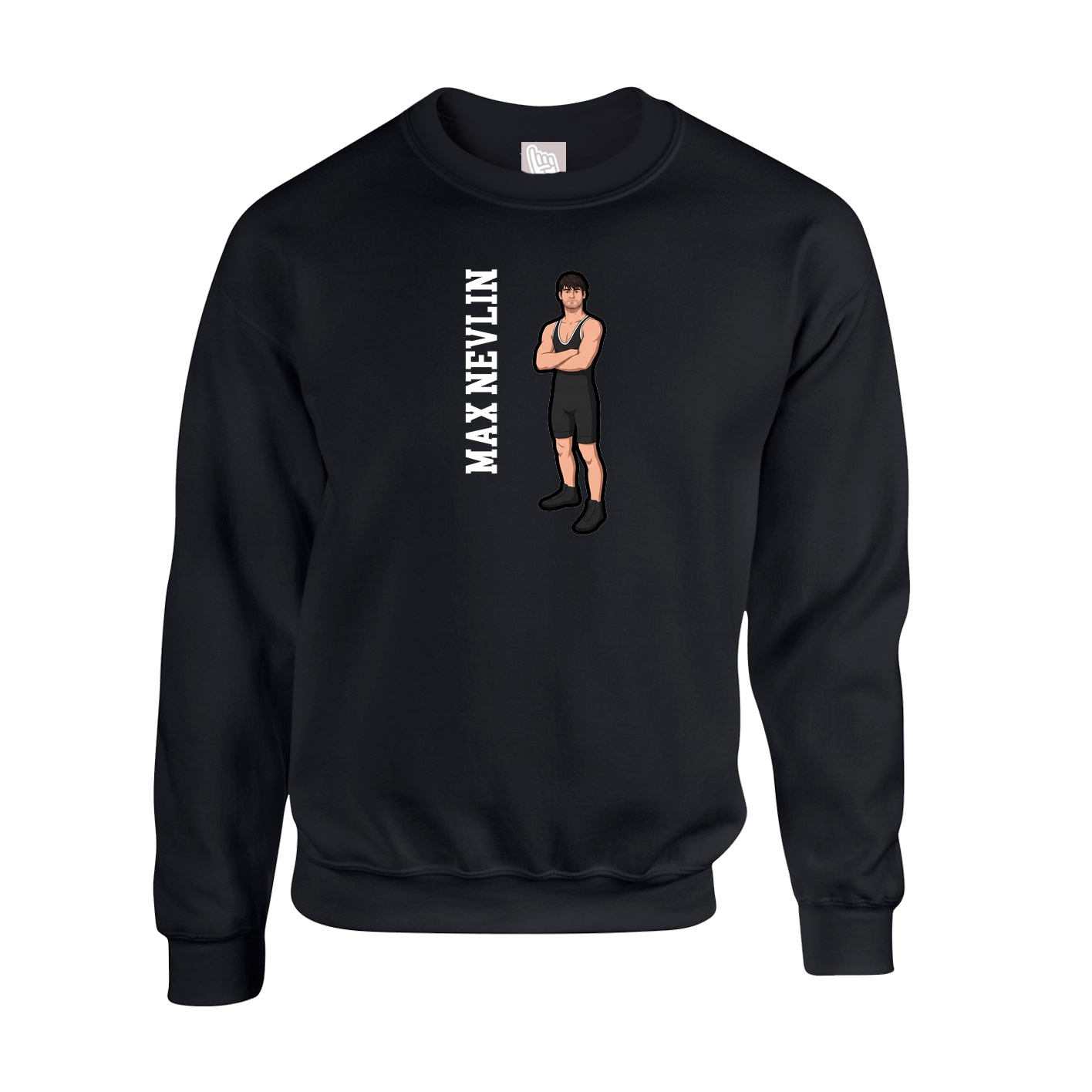 Fleece Crew — Name Vertical in Black