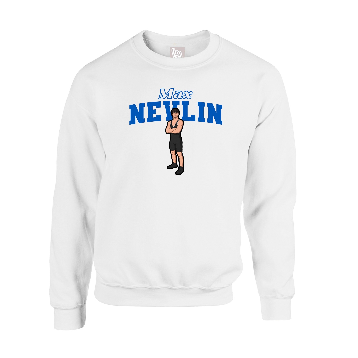 Fleece Crew — Name Arch in White
