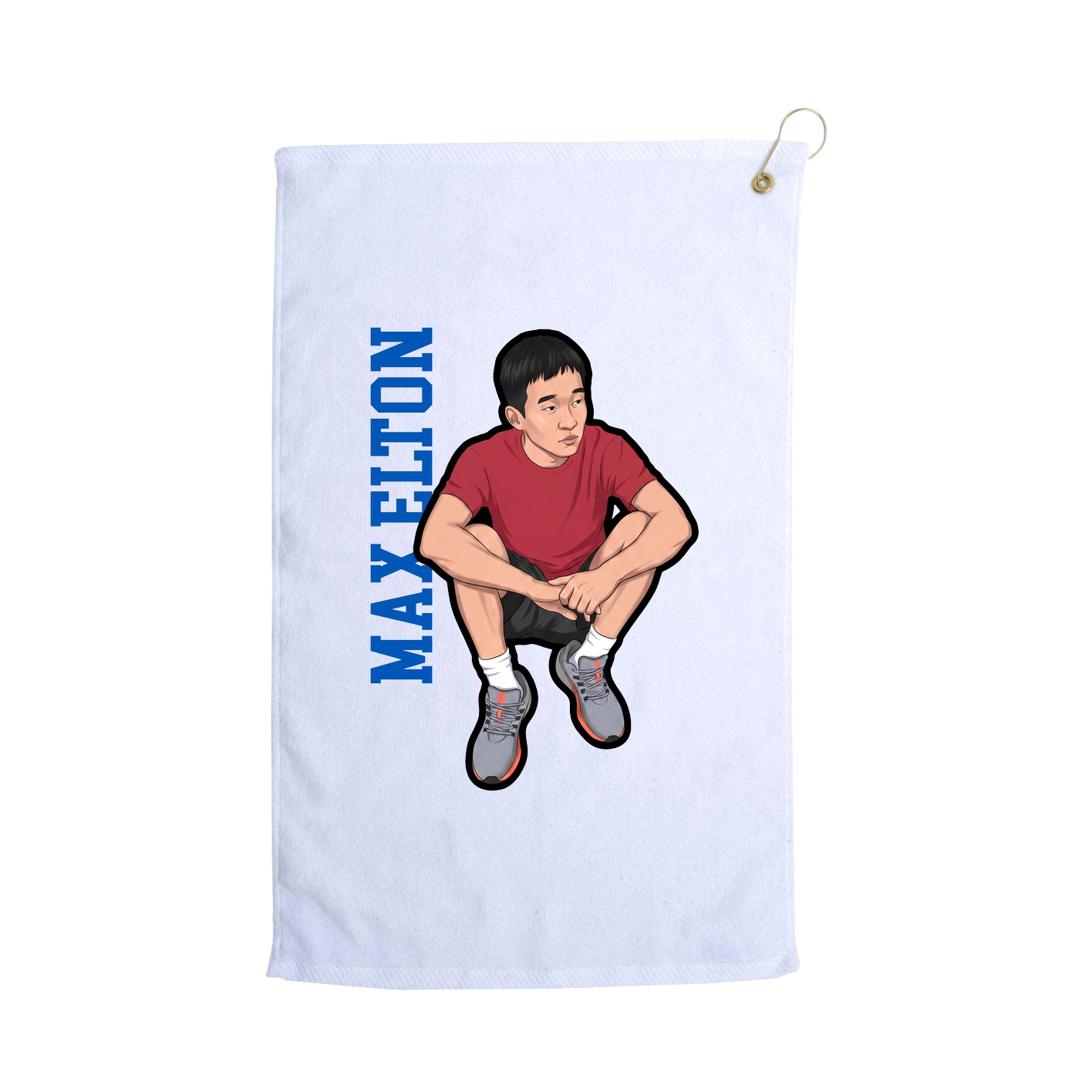 Golf Towel — Name Vertical in White